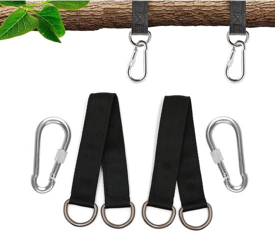 Schaukelbefestigung, Hängemattenbefestigung, 2 X 29 Cm Lange Gurte Mit 2 Robusten Karabinern Und D-ringen, Zur Aufhängung Von Baumschaukeln Und Hängesesseln