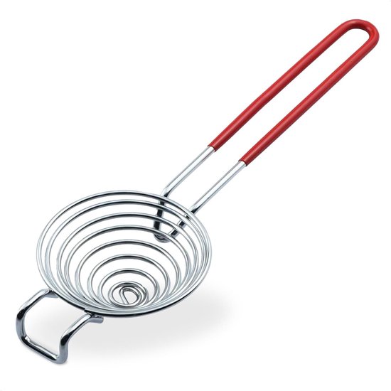 Zweiteiliger Eigelbtrenner Aus Edelstahl Mit Griff, Geeignet Zum Kochen Und Für Den Küchengebrauch, Rot.