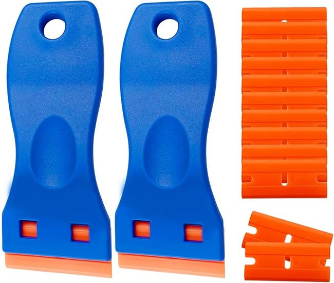 Zwei Schaber Mit 100 Klingen Zum Entfernen Von Etiketten, Farbe, Aufklebern Und Abziehbildern.