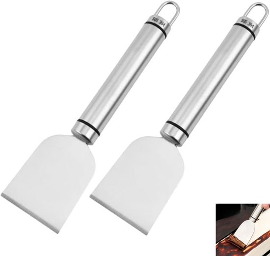 2-teiliges Set – Herdschaber – Edelstahlschaber – Geeignet Für Herdplatten, Grills, Backöfen Und Küchen – Weiß – 18 X 4,7 Cm