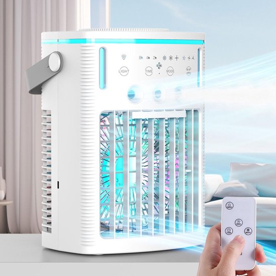 4-in-1 Tragbare Klimaanlage (1000 Ml), Fernbedienung, 3 Geschwindigkeitsstufen, Led-nachtlicht, Timer (2–8 Stunden)