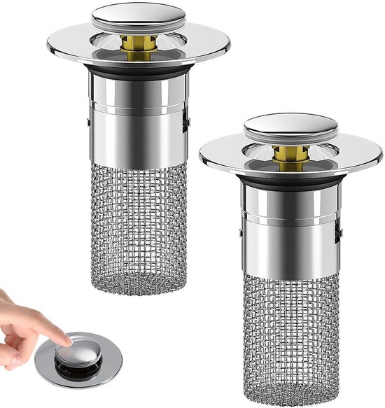 2-teiliger Spülbecken-ablaufsieb, Abnehmbar, Edelstahl, Faltbar, Für Toilette, Küche, Badezimmer – Silber