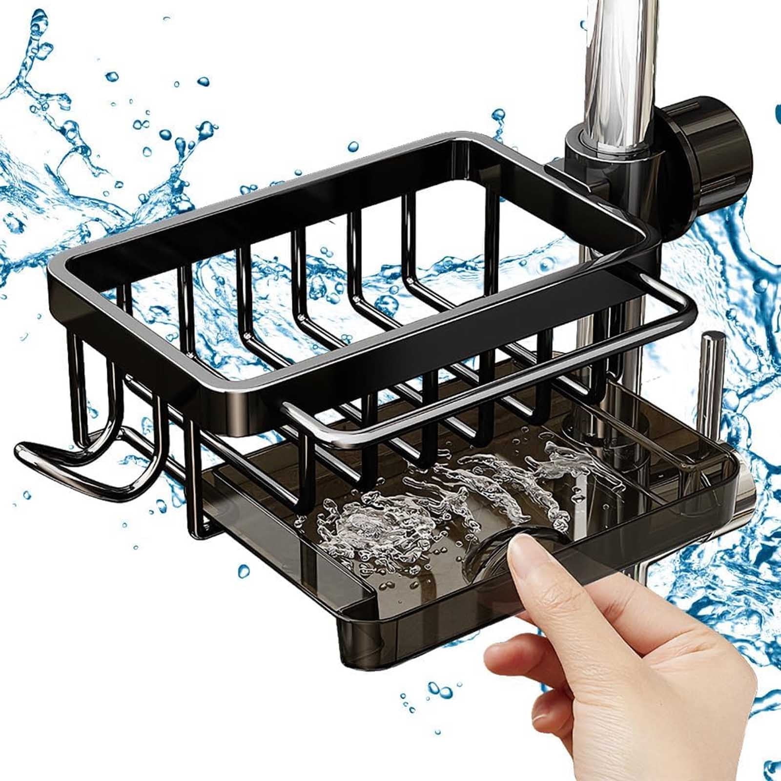 Ablage Für Wasserhähne Und Spülschwammhalter Für Küchenspülen (schwarz, Links)