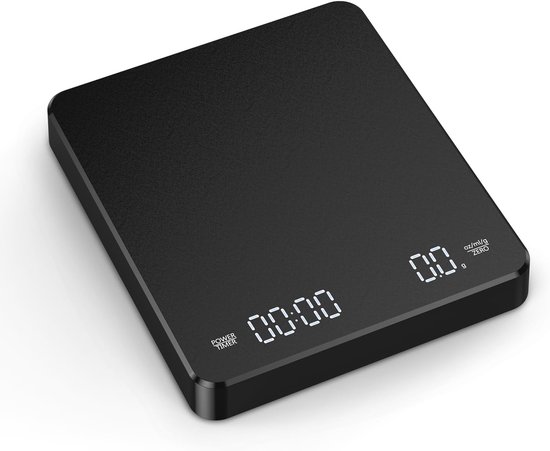 Digitale Kaffeewaage Mit Timer, Wiederaufladbar Für Filterkaffee, 3 Kg/0,1 G, 3-fach, Led-anzeige, Schwarz