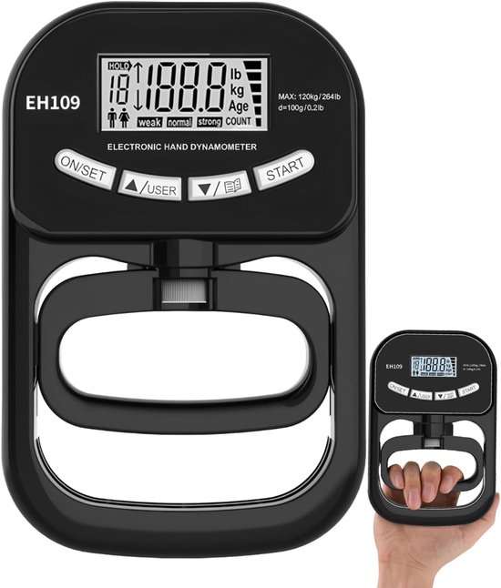 Elektronischer Handkraft-dynamometer, Krafttrainer Und -tester Bis 180 Kg Für Sportler Und Heimtraining.