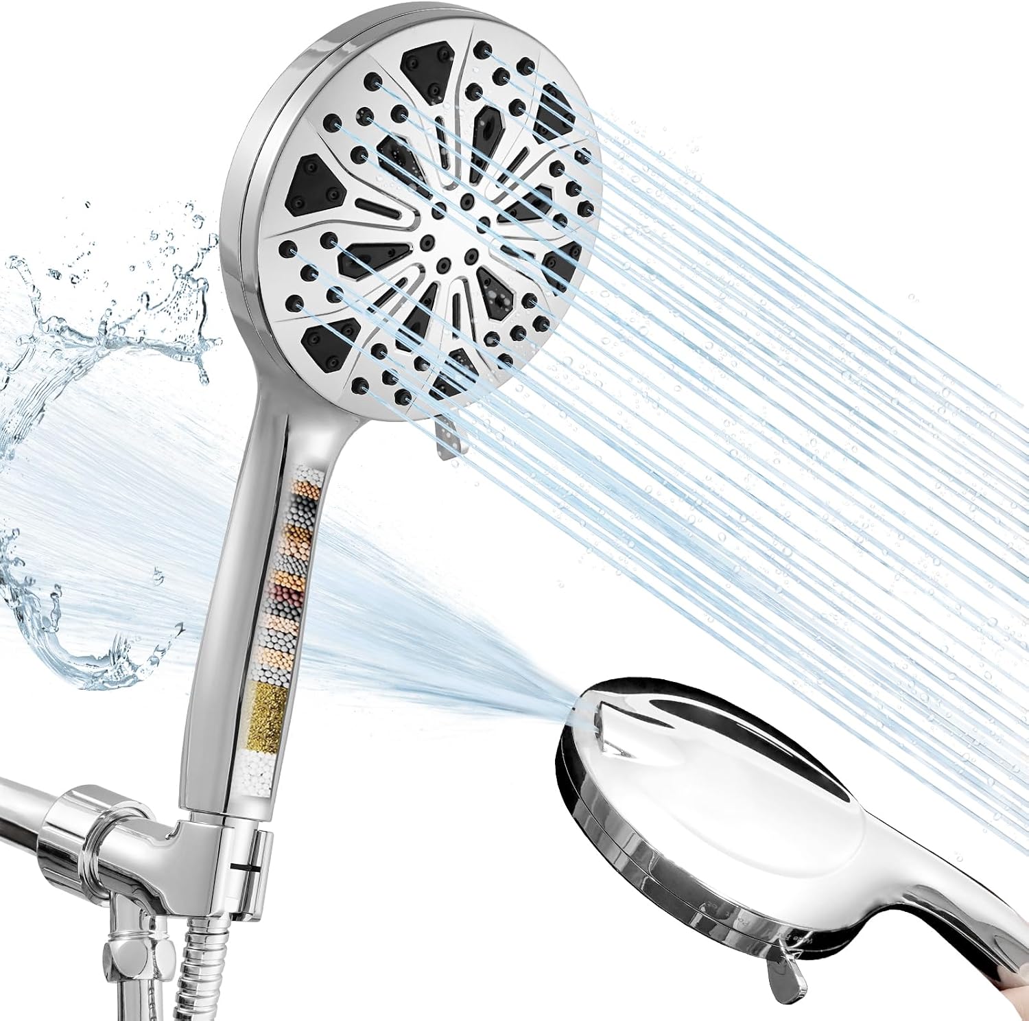 Duschkopf Mit Wasserfilter Und Handbrause, Duschköpfe Mit 10 Einstellungen Und Filtern, Verstellbarer Chrom-duschkopf