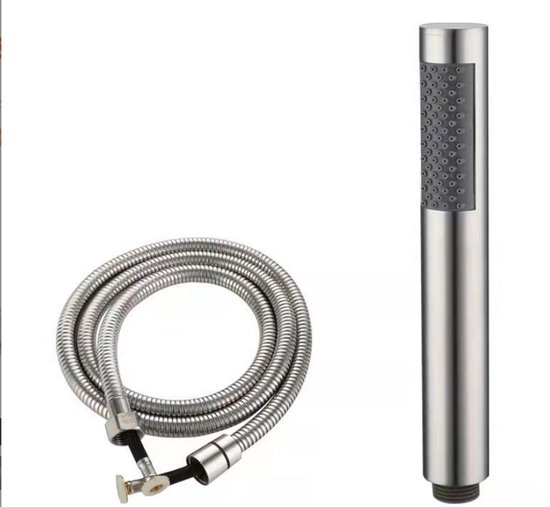 Duschkopf Mit 1,5 M Schlauch, Handbrause, Universal, Wassersparend, Hochdruck, Gebürstetes Silber, Edelstahl Und Abs, 19 X 3 Cm, 1/2"-gewinde