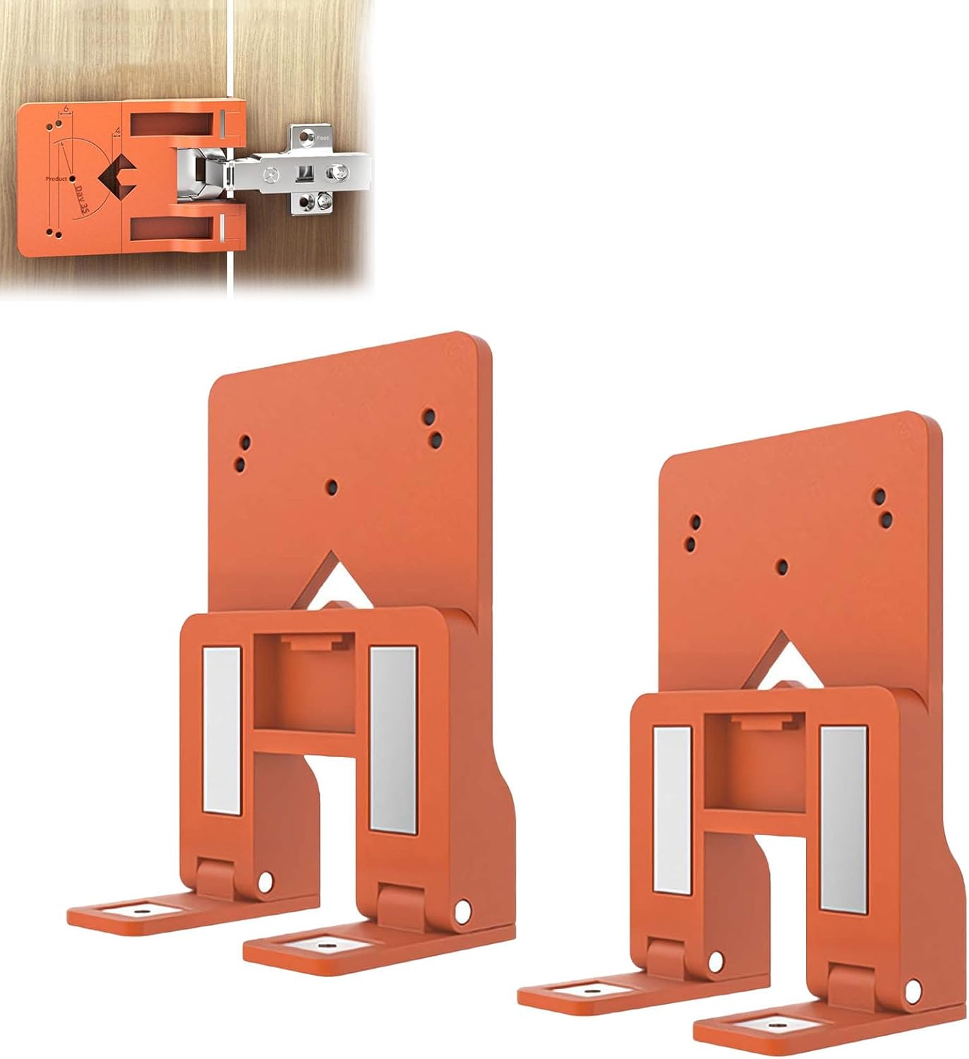 2er-pack Magnetische Ausrichtwerkzeuge Für Schranktürscharniere, Schnellkalibrierungs-hilfsset (2,6 Mm Spalt, Orange)