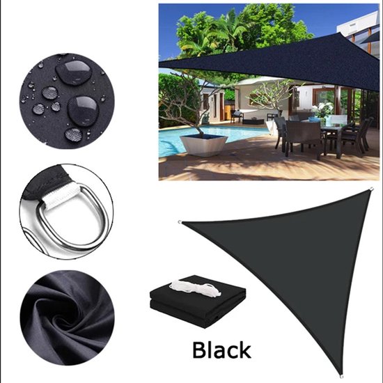 Dreieckiges Sonnensegel 3x3x3m, Wasserdicht, Uv-schutz – Schwarz, Für Garten, Terrasse, Pool Und Balkon