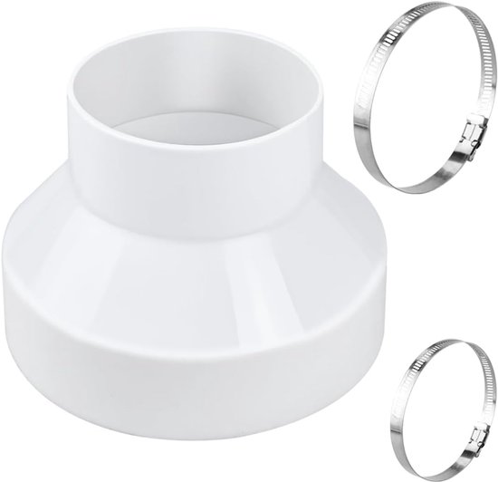 Pvc-abgasschlauchverbinder/rohrreduzierstück 15 Cm Auf 10 Cm Mit 2 Klemmen