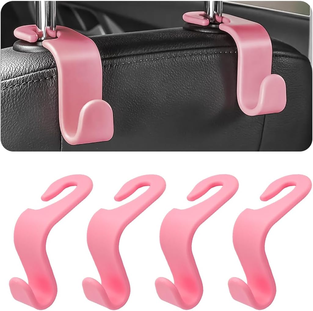 Sechs Haken Für Die Kopfstützen Der Rücksitze Im Auto, Geeignet Zum Aufhängen Von Handtaschen, Stoffmänteln, Einkaufstaschen Usw. (rosa)