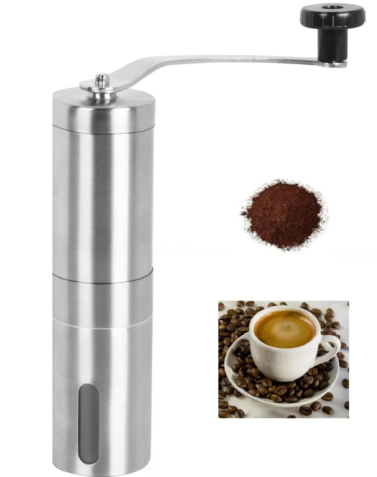 Manuelle Kaffeemühle, Tragbare Kaffeemühle Aus Edelstahl, Kompaktes Design, Geeignet Für Zuhause, Büro, Reisen Und Outdoor-aktivitäten.
