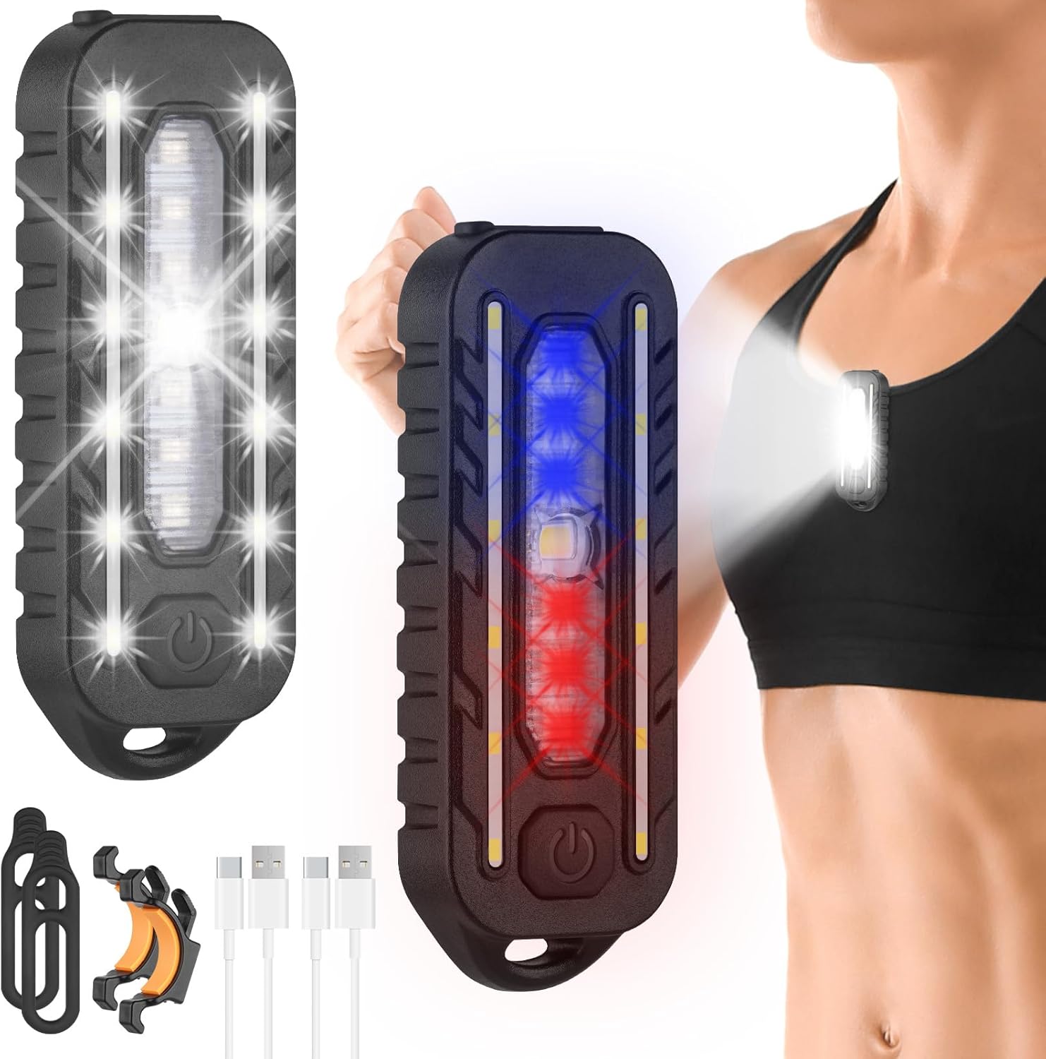 2er-pack Wiederaufladbare Led-klemmleuchten (usb) – 150 Lm – 5 Leuchtmodi – Ipx4 Wasserdicht – Ideal Zum Laufen, Joggen, Campen Und Spazierengehen Mit Dem Hund