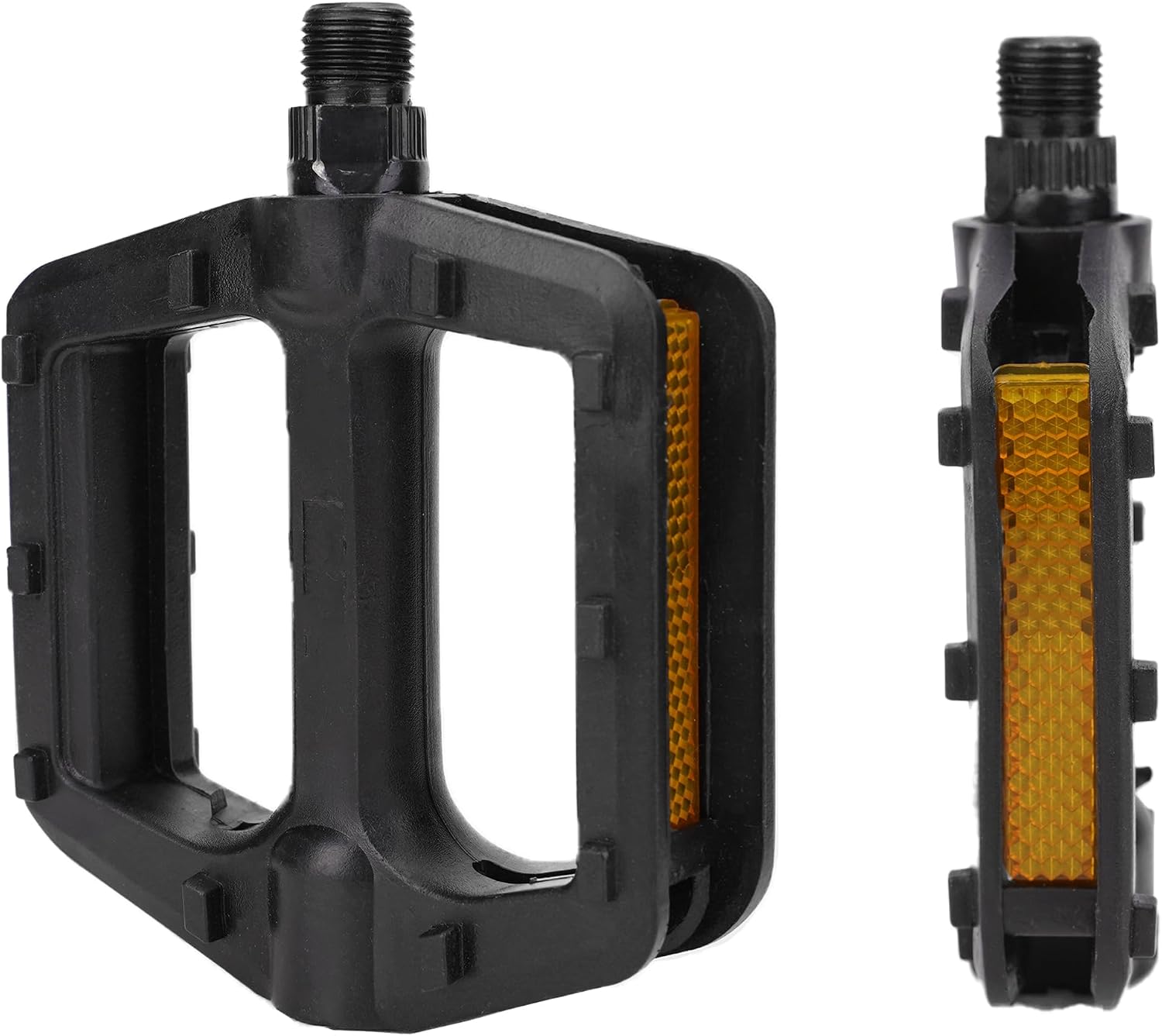 Set Aus Zwei Mountainbike-pedalen Mit Reflektorstreifen – Rutschfeste Fahrradpedale – Schwarze Kunststoffpedale – Rennräder – Mountainbikes