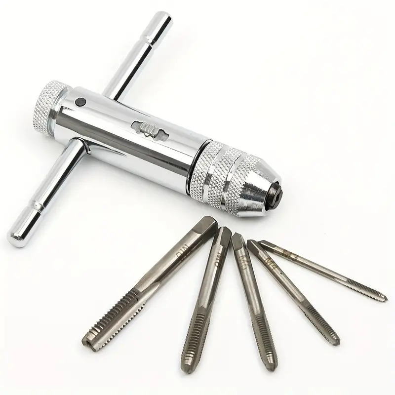 Gewindebohrer Und Schneidmesser, Gewindebohrer-set, Handgewindebohrer, Verstellbarer Ratschen-t-griff-gewindebohrerschlüssel Hss M3 M4 M5 M6 M8 Metrisches Gewindewerkzeug