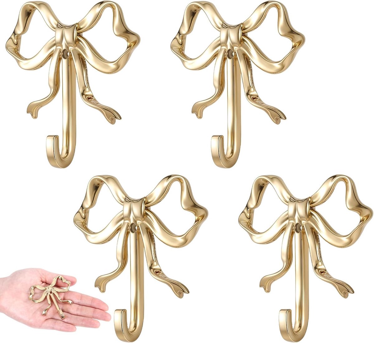 Kleine, Dekorative Schleifenhaken, Handtuchhaken, Multifunktionale Huthaken, Wandhaken In Leuchtendem Gelbgold-finish, Gelb, Gold, Multifunktional