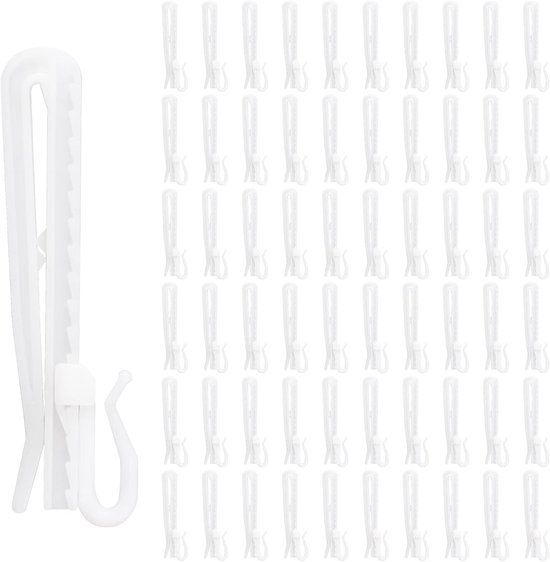 60er-packung Weiße, 8,5 Cm Tiefe, Verstellbare Vorhang- Und Duschvorhangclips