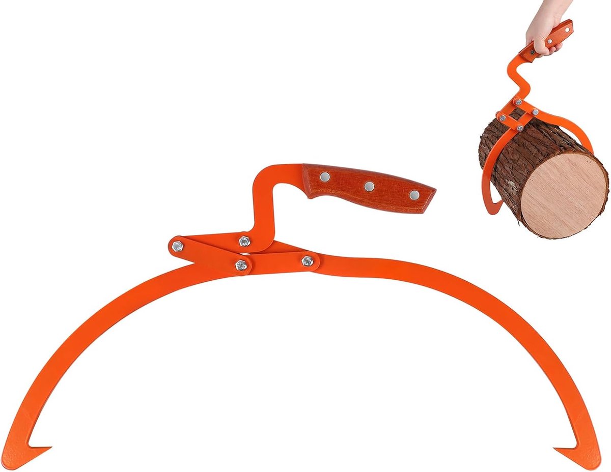 Zange, Für Stämme Bis Zu 50,8 Cm (20 Zoll) Durchmesser, Tragfähigkeit 300 Kg, Holzverarbeitung Und -transport (orange), Hebezange