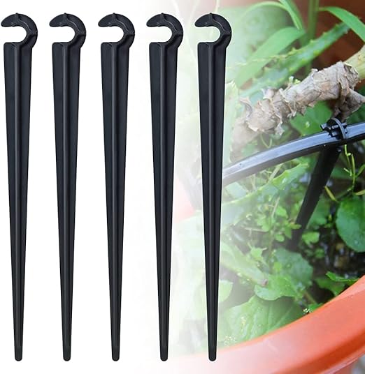 100 Pe-schlauchstützpfähle, 7 Mm Durchmesser, Schlauchhalterungen, Tropfbewässerungspfahlhaken