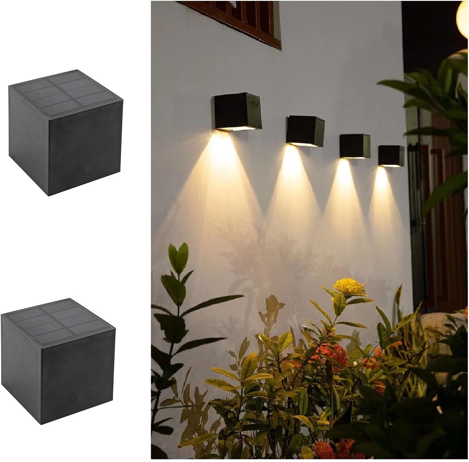 2er-pack Solar-zaunleuchten, 2 Modi: Warmweiß/kaltweiß. Wasserdichte Led-solar-wandleuchten Für Den Außenbereich, Geeignet Für Terrasse, Treppe, Balkon Und Garten.