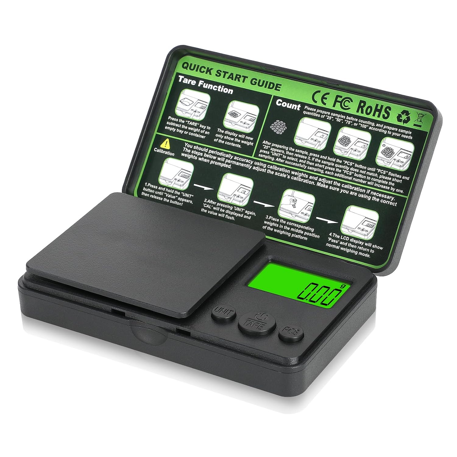 Digitale Taschenwaage 0,01/1000 G – Tragbare Präzisionswaage – 7 Wägeeinheiten – Tara-funktion – Lcd-display – Schmuck – Pulver