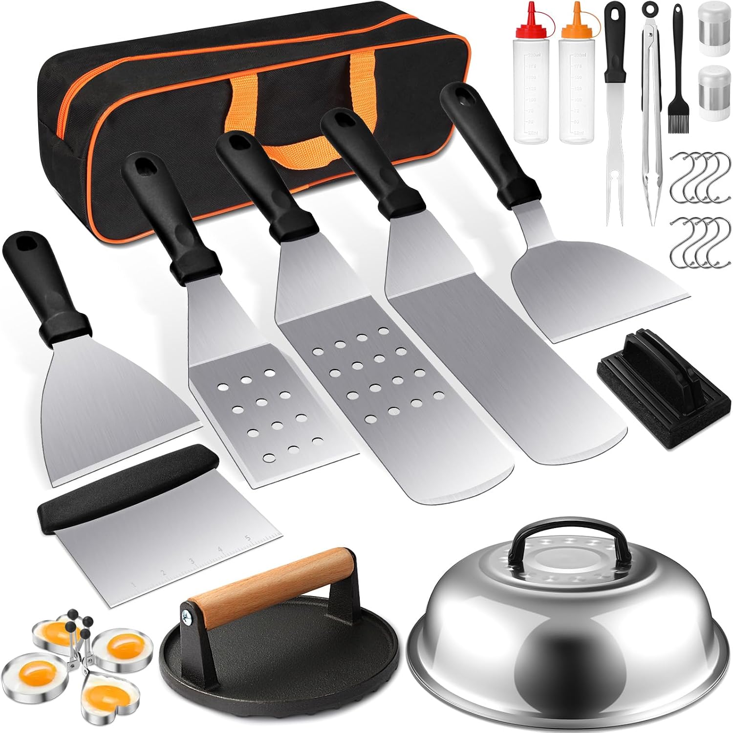 Grillzubehör-set – 29-teilig – Flachgrillzubehör – Blackstone Und Camp Chef – Metallspatel-set Mit Burgerpresse – 29-teilig