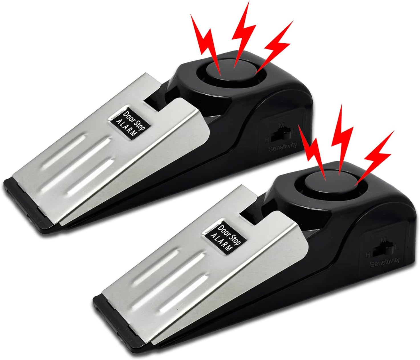 2er-pack Tragbarer Türstopper-alarm – 120 Db Lauter Alarm – Türkeil – Für Reisen, Wohnung, Hotel Und Zuhause – Schwarz – Sicherheit