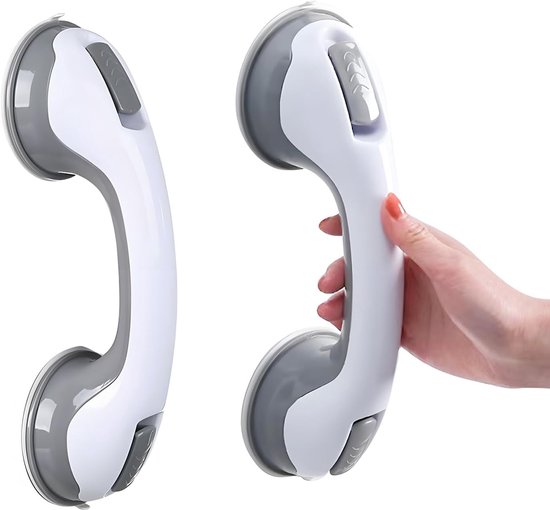 2-teiliger Duschhaltegriff Mit Saugnapf, Abnehmbar Ohne Bohren, Rutschfest, Für Senioren, Menschen Mit Behinderung, Badezimmer, Wc – Cremeweiß – 30 Cm