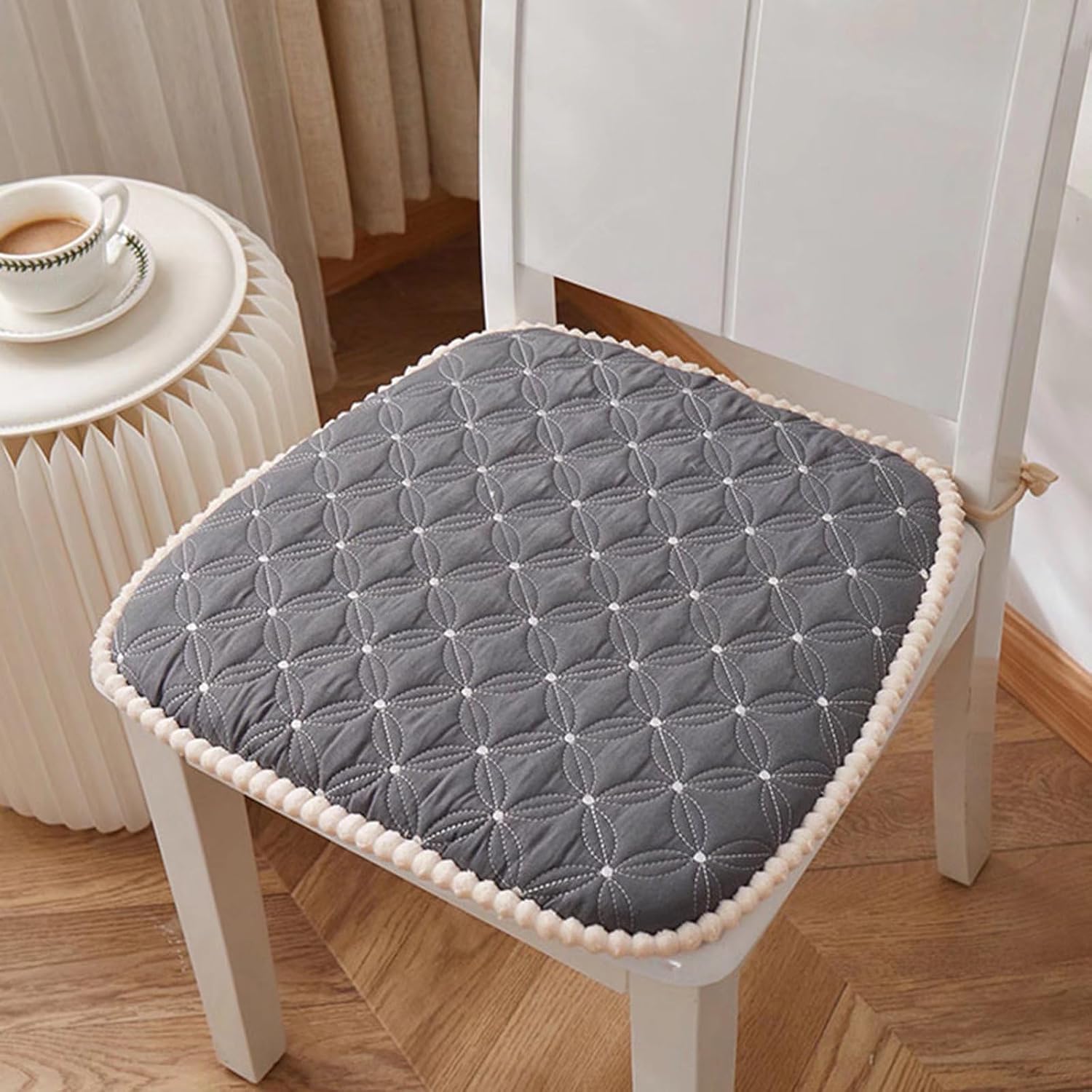 Stuhlkissen 45x45cm Esszimmer Halbkreisförmiger Sitz Garten Outdoor Memory Foam Grau