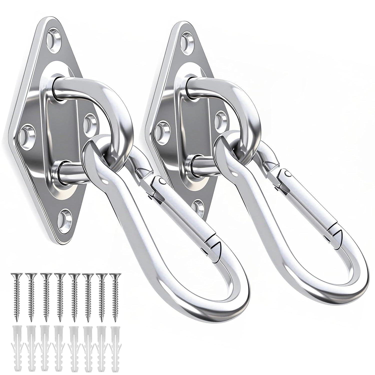 2 M10 Edelstahl-ösenhaken + 2 M10 Clips, Robuste Hängematte Zum Aufhängen, Geeignet Für Schaukelgestelle, Pflanzenregale, Außenbeleuchtungskörper.
