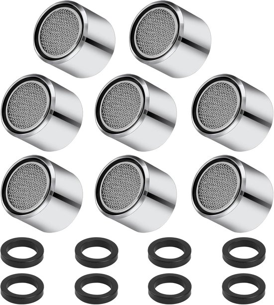 M22 Wasserhahn-luftsprudler-set, Edelstahl-wasserhahn-luftsprudler, Wassersparender Wasserhahn-luftsprudler Mit Filter, Inklusive 8 Pads Für Badezimmer- Und Küchenspülen.