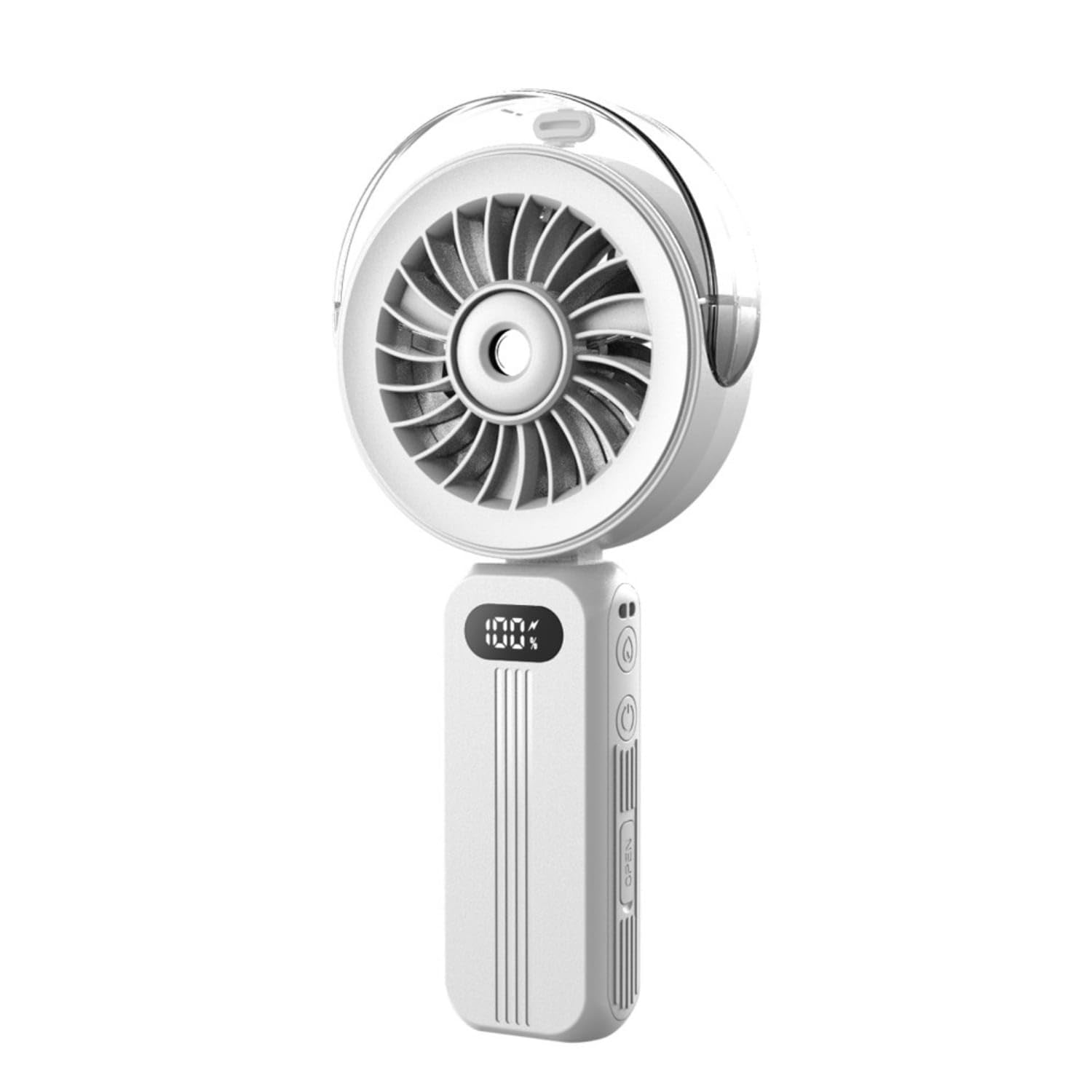 Tragbarer Handventilator, Wiederaufladbarer Kühlnebelventilator Mit Wassersprühfunktion, Batteriebetrieben, Geeignet Für Reisen, Drinnen Und Draußen (weiß)