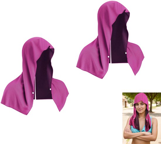2-teiliges Kapuzenhandtuch, Sofort Kühlendes Handtuch Für Nacken Und Gesicht, Handtuch Für Outdoor-sportarten Und Sonnenschutz, Schnelltrocknend, Für Den Außenbereich, Hellblau