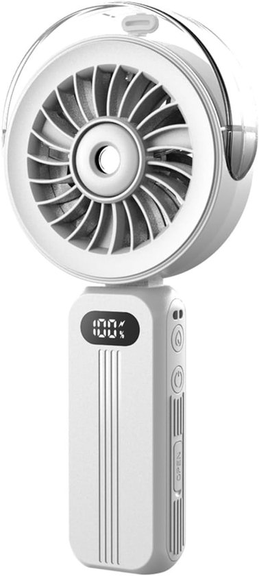4000mah Handventilator Mit Sprühfunktion (weiß), 4 Geschwindigkeitsstufen, Wiederaufladbar Über Usb.