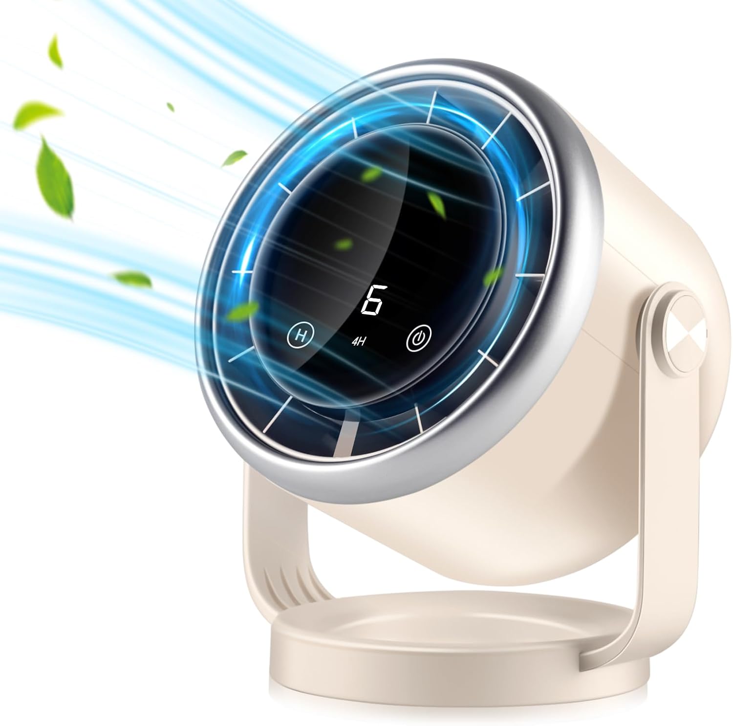 Tragbarer Ventilator Mit Digitalanzeige, Für Zuhause, Leise, Küche Und Outdoor-aktivitäten, 360° Drehbar, 6 Geschwindigkeitsstufen, Usb-anschluss, Batteriebetriebener Tischventilator