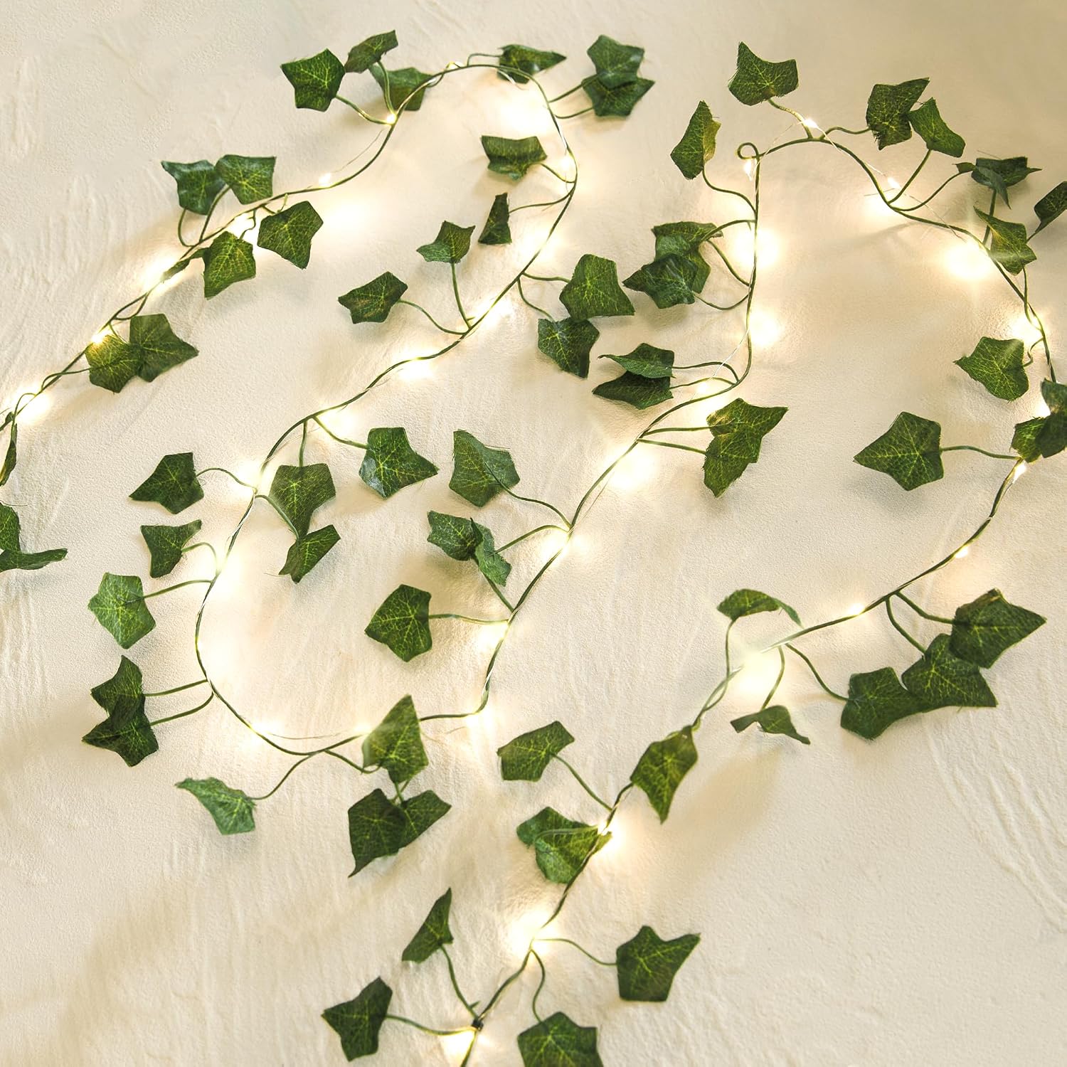 2er-pack 10 M Lichterkette Mit 100 Leds In Efeu-optik, Batteriebetrieben, Künstliche Blätter, Wandleuchten, Geeignet Für Schlafzimmer Und Studentenwohnheime
