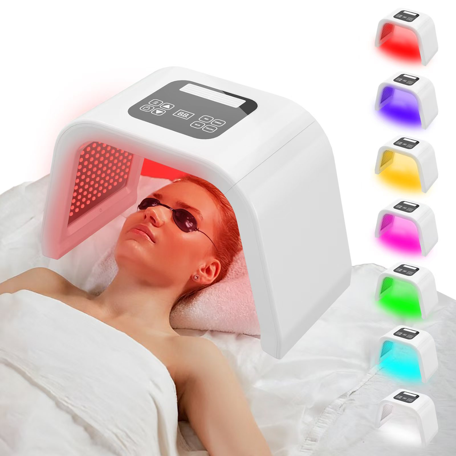 Led-gesichtslicht Mit 7 Farben, Multifunktionales Schönheitsgerät Für Den Heimgebrauch, Mehrfarbige Led-gesichtsmaske, Rotlichttherapie-maske