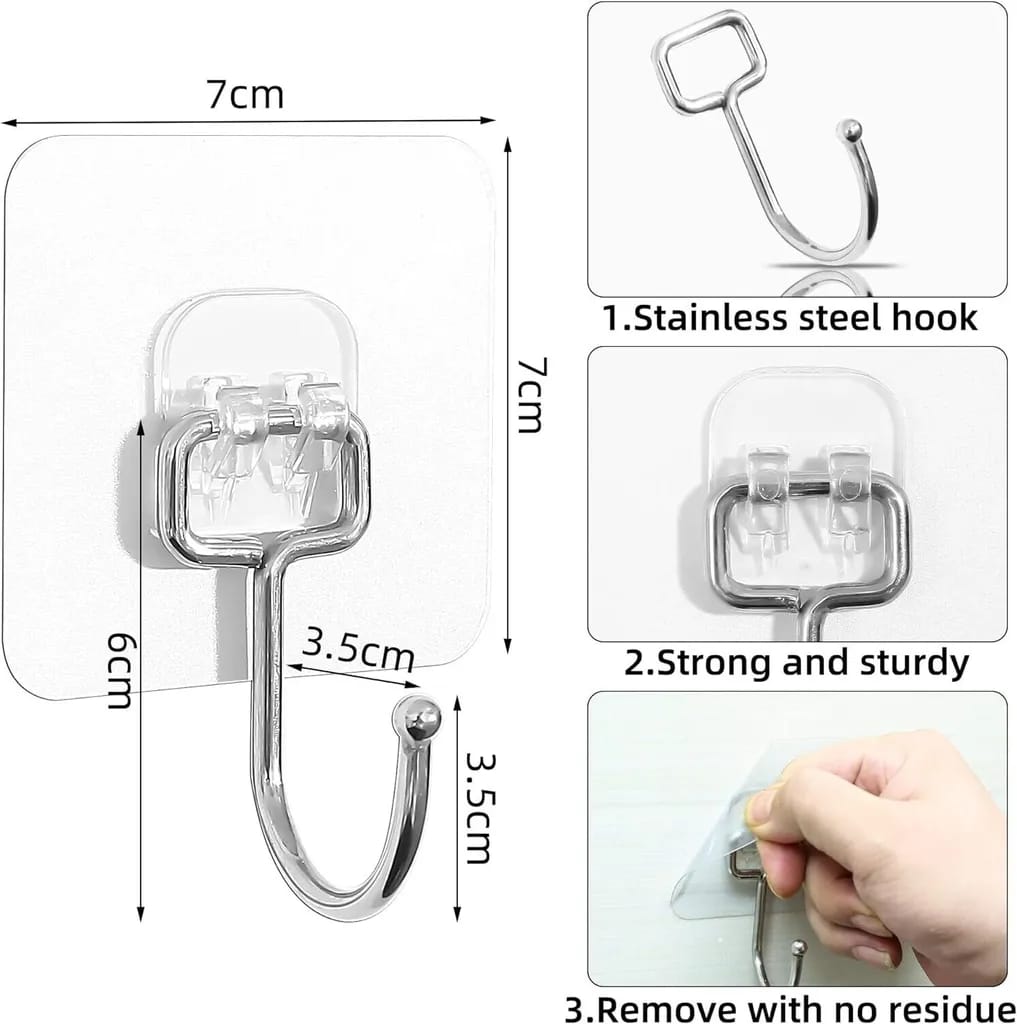Packung Mit 16 Extra Starken, Selbstklebenden Haken, Für Küche, Bad Und Andere Wandflächen