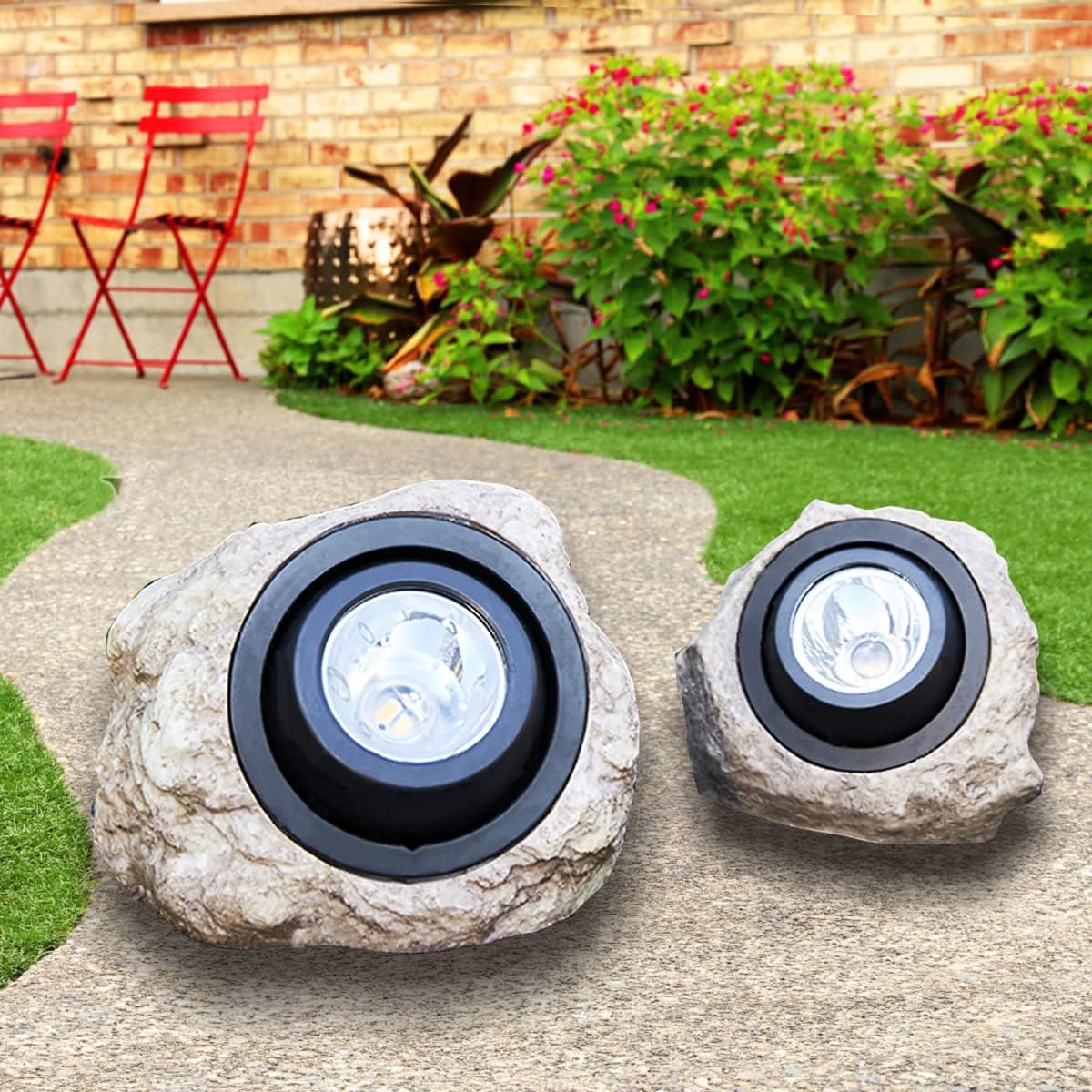 2 Stück – Solar-gartenbeleuchtung – Superheller Solar-flutlichtstrahler – Wasserdichte Led-solar-außenbeleuchtung Für Gartenwege Und -pfade – 2-teilig