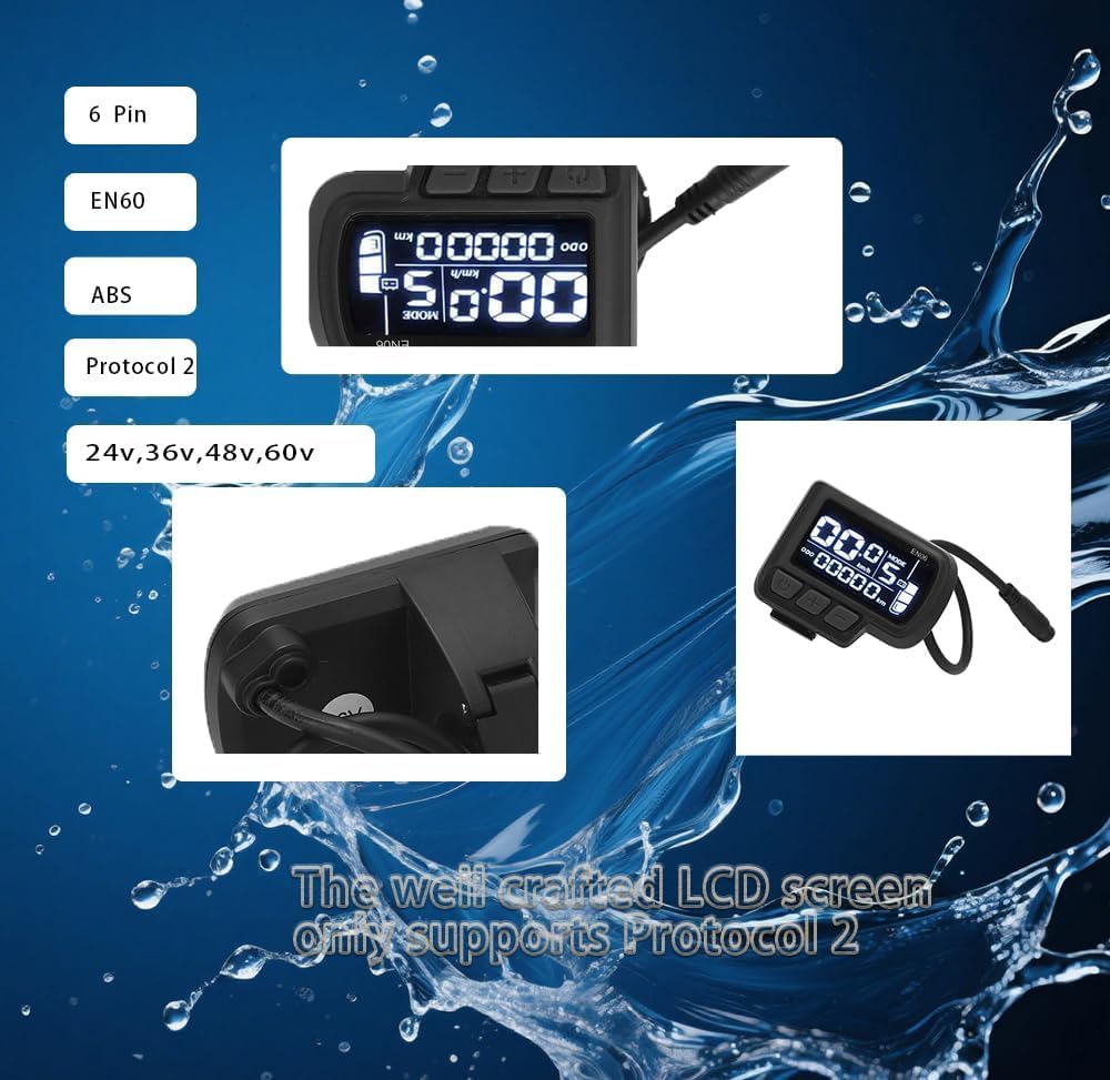 Lcd-display Für Fahrräder, Wasserdichter 6-pin-stecker, 24 V, 36 V, 48 V, 60 V, E-bike-controller En06, Display, Daumengas