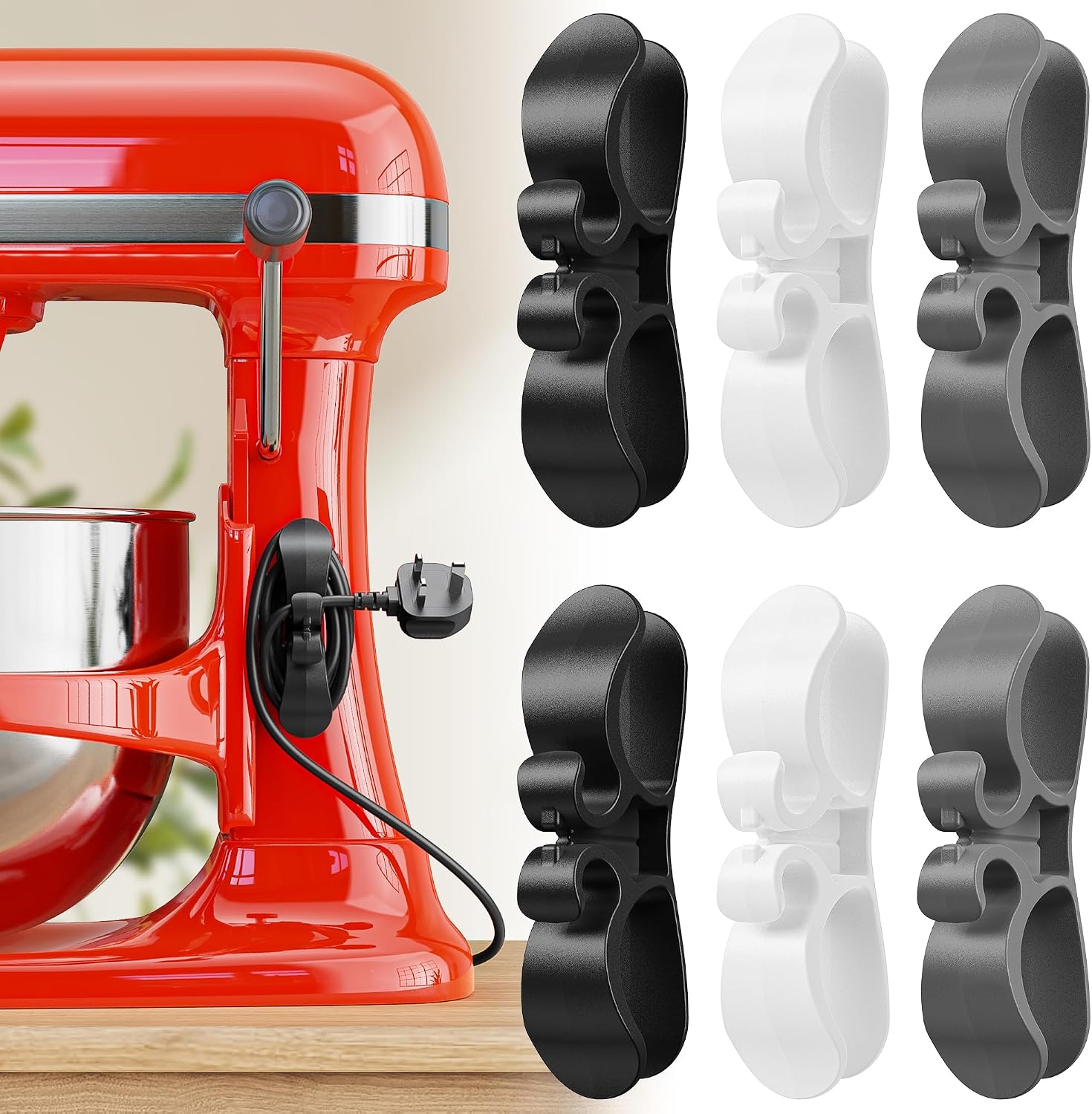 6er-pack Verbesserte Kabelorganisatoren – Selbstklebend – Für Küchengeräte – Geeignet Für Heißluftfritteuse, Mixer, Kaffeemaschine Und Mehr