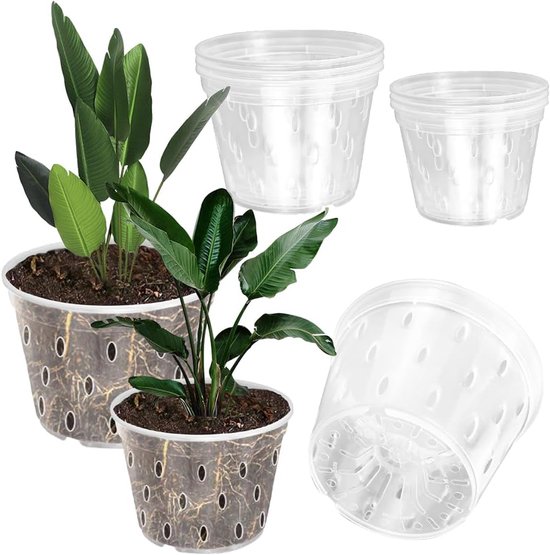 83. 6 Transparente Orchideentöpfe, 11/12,5 Cm Kunststofftöpfe Mit Abflusslöchern, Für Zimmerpflanzen.