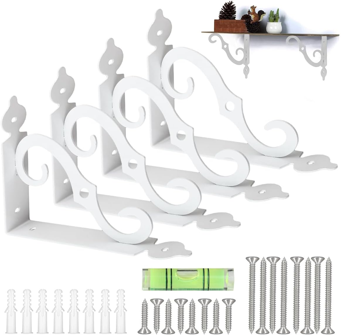 Vierteiliges Set Aus Schmiedeeisernen Wandhalterungen, 140 X 110 Mm, Regalträger Aus Schmiedeeisen, Zur Wanddekoration
