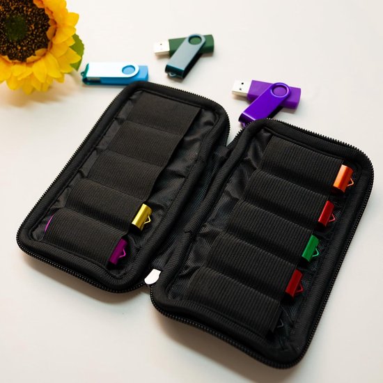 Tragbare Aufbewahrungstasche Für Usb-sticks Mit 10 Fächern, Organizer-tasche Für Speichersticks Mit Großer Kapazität Und Aufklebern