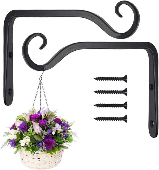 Wandhaken – 2er-set, Schwarz – Aufhängehalterungen – Metall – Inklusive Schrauben