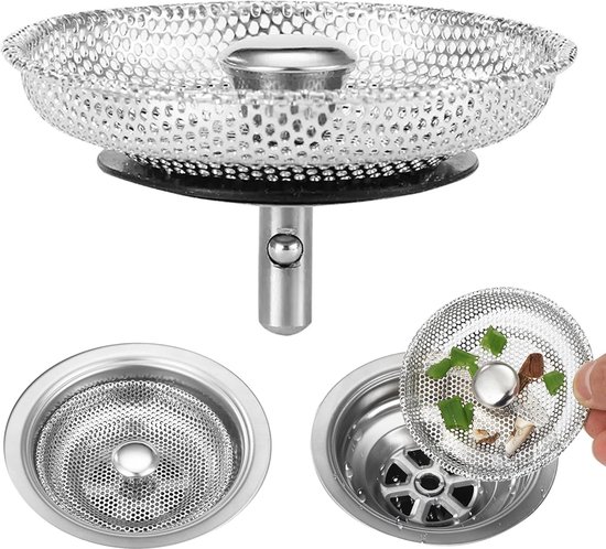 2-teiliges Spülbecken-siebset Aus Edelstahl 304, Inklusive Stöpsel Und Korb (80 Mm).