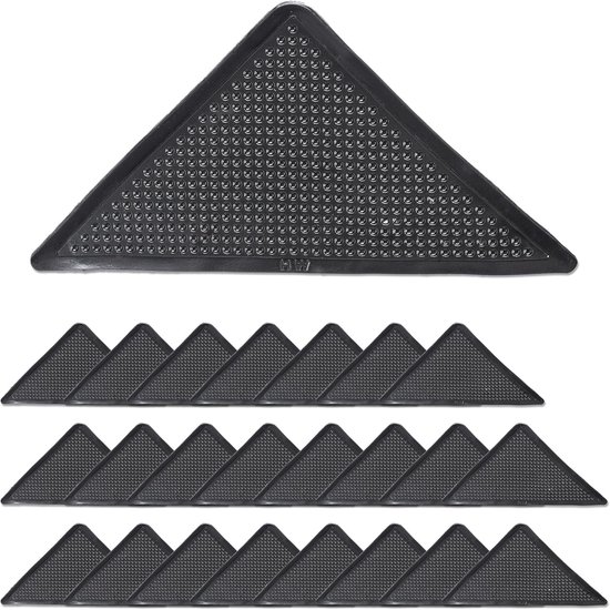 24 Stück – Teppichklebeband – Dreieckige Antirutschmatten – Waschbar Und Wiederverwendbar – Starke Haftung – Für Keramik- Und Holzböden – Schwarz – 150 × 110 × 2,5 Mm