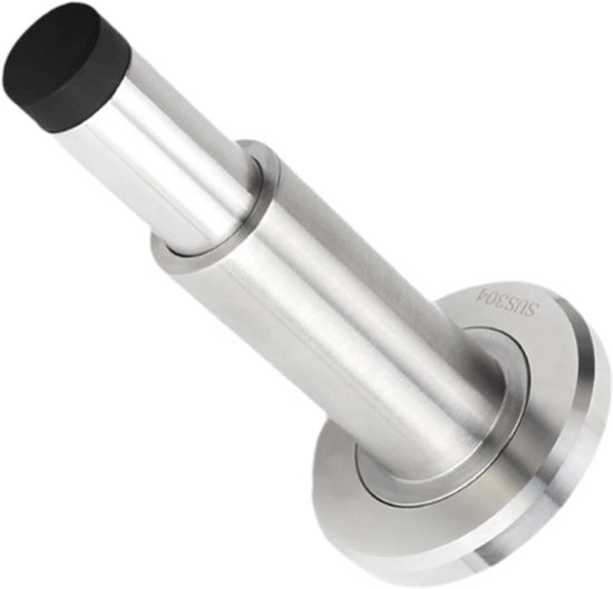 Robuster, Wandmontierter Türstopper, Edelstahl, Verstellbar 75–110 Mm Mit Gummipolsterung, Silber
