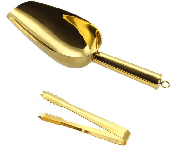 2-teiliger Fütterungslöffel, Mehlschaufel Und Eisclip Aus Edelstahl, Spülmaschinenfest, Zum Aufhängen, Hochglanzpoliert, Für Küche, Bar Und Partys – Gold