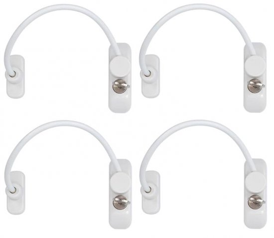 Fensterbegrenzer – 4er-pack – Fenstersicherungen – Edelstahl – Sicherheitsverriegelungen – Fensterbegrenzungsverriegelungen – Absturzsicherung – Fenstersicherheit – 22 X 6,8 Cm – Weiß